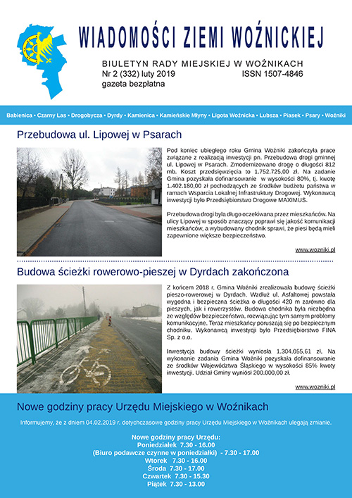 Wiadomości Ziemi Woźnickiej luty 2019