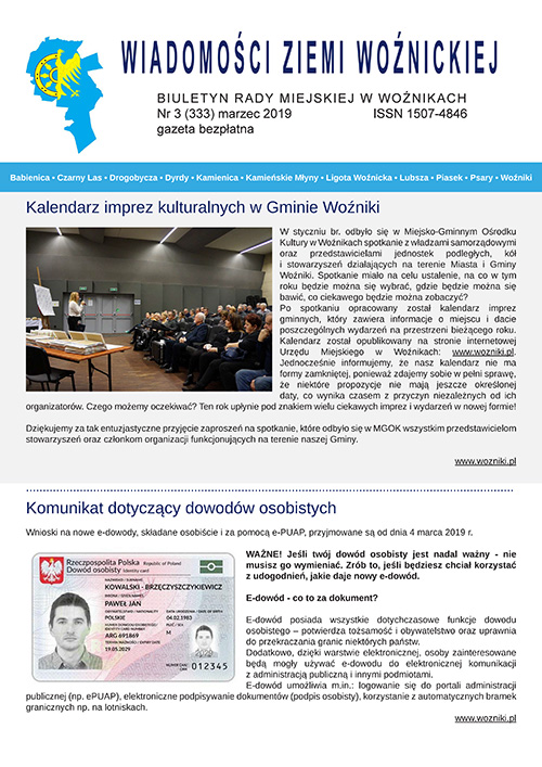 Wiadomości Ziemi Woźnickiej marzec 2019